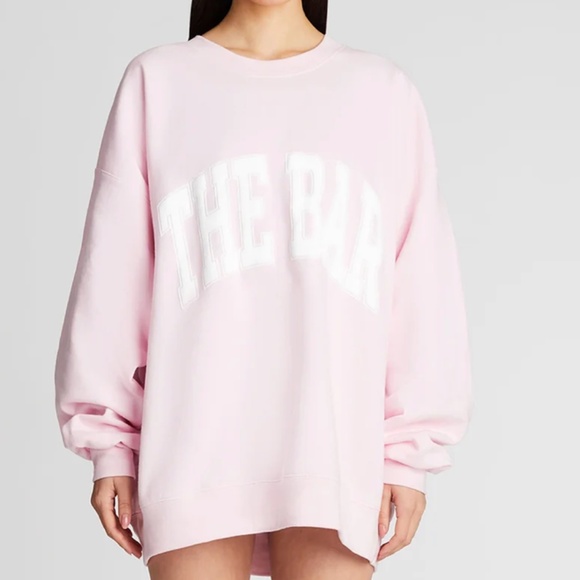 The Bar Sweaters - The Bar Varsity Sweatshirt in Pink with White Size Medium